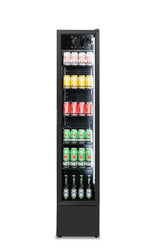 Glasdeur koelkast NAP-150 | 150L | Zwart | +2/+10 ºC | Geforceerd | Wielen | 390x470x1880(h)mm