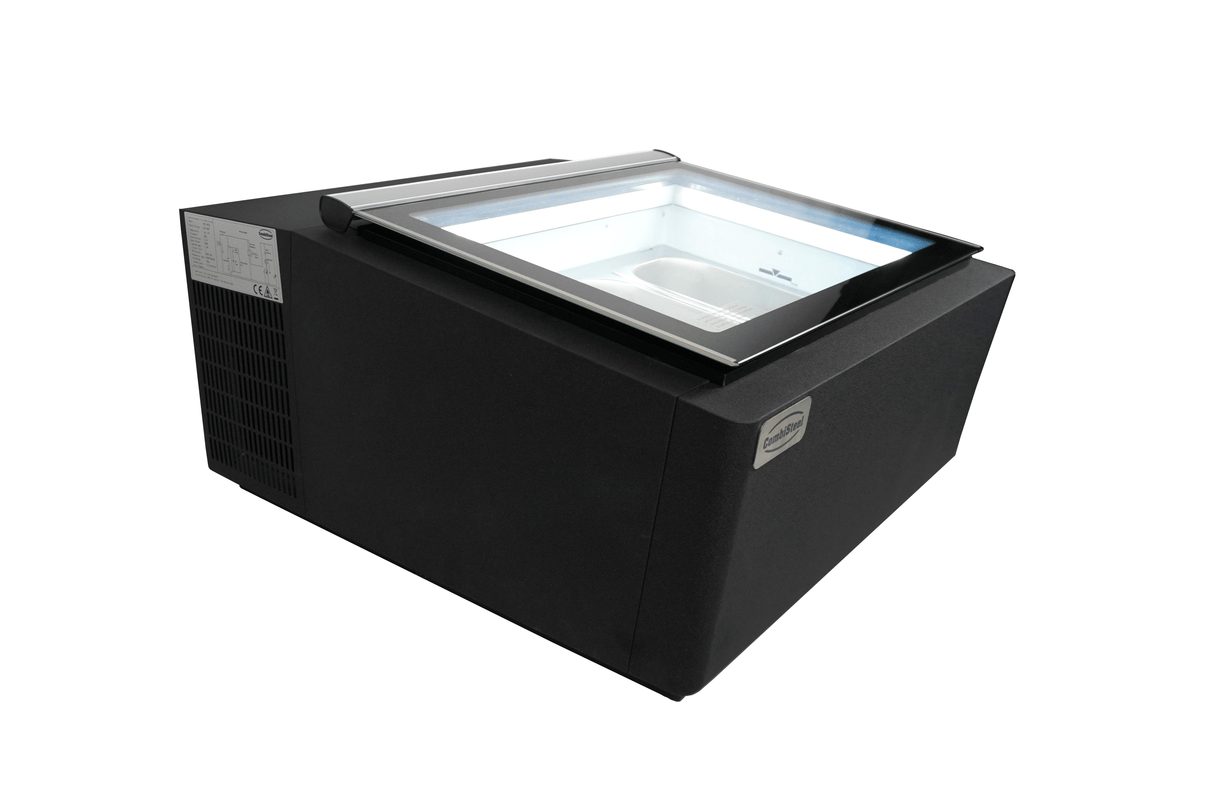 Schepijsvitrine | Zwart | 3x 5L | -16°C/-18°C | Statisch | 670x750x375(h)mm