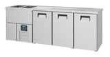 Vatenkoeler | PRO LINE | 3 Deuren | -2°C/+8°C | Geforceerd | 2 Spoelbakken (Links) | 2500x700x950(h)mm