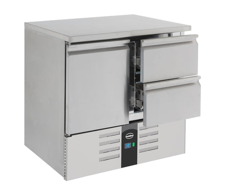 Koelwerkbank | 257L | 1 Deur met 2 Laden | +2°C/+8°C | Statisch met ventilator | 900x700x875(h)mm