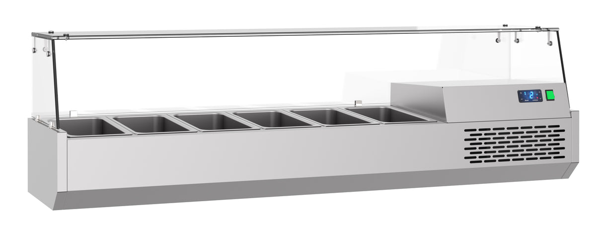 Opzetkoelvitrine | 6x 1/3 GN | +4°C/+10°C | 1550x390x460(h)mm