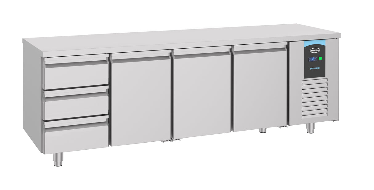 Koelwerkbank | Energy Line | 632L | 3 deuren 3 laden | -2°C/+8°C | Geforceerd | 2330x700x850(h)mm