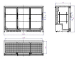 Barkoeler | 3 Schuifdeuren | Zwart | 330L | 0°C/+10°C | Statisch + Ventilator | 1350x520x900(h)mm