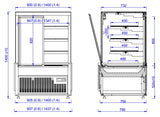 Koelvitrine Nero | 630L | Zwart | +4°C/+12°C | 4 Schappen | 1437x790x1400(h)mm