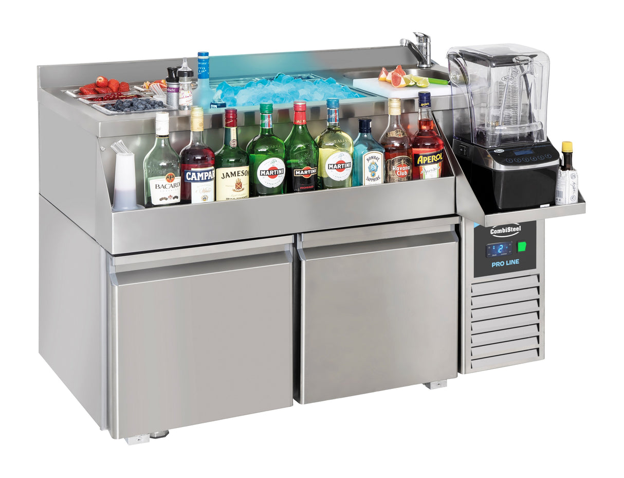 Gekoeld Bar-/Cocktailstation | PRO LINE | 180L | 2 Deuren | -2°C/+8°C | 1300x700x1000(h)mm