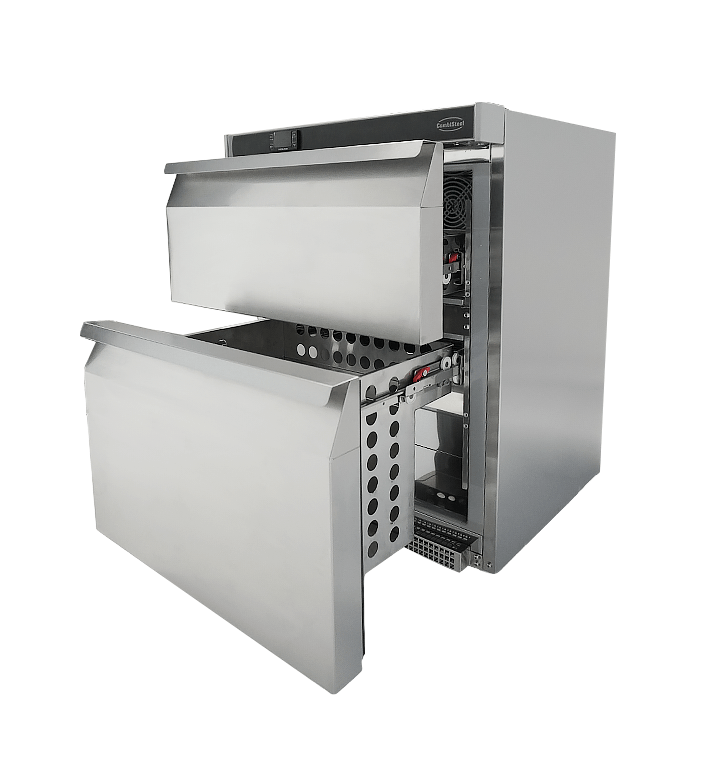 Koelkast | Energiezuinig | 101L | RVS | +2°C/+8°C | Geforceerd | 2 Laden | 600x605x810(h)mm