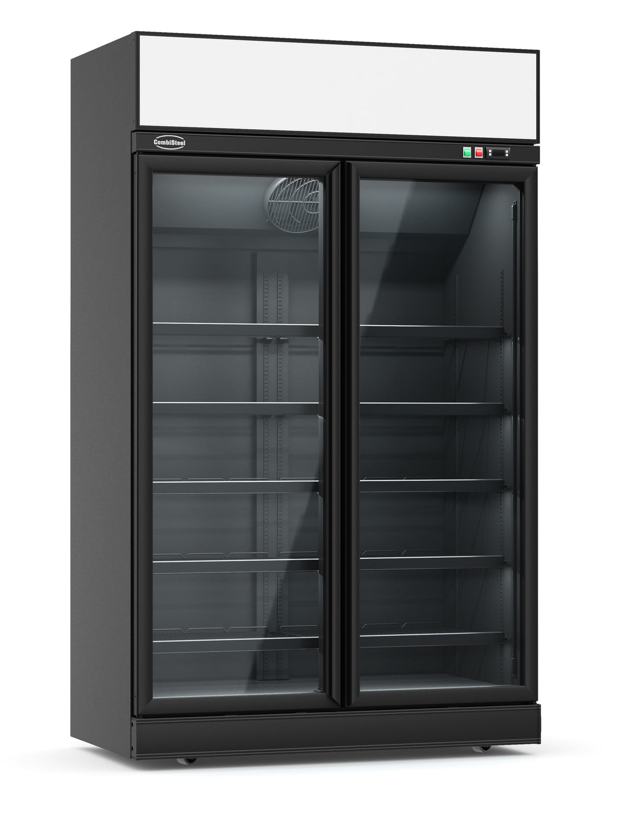 Glasdeur Koelkast Zwart | 1000L | 2 Glasdeuren | 0°C/+10°C | Geforceerd | 1253x710x2092(h)mm