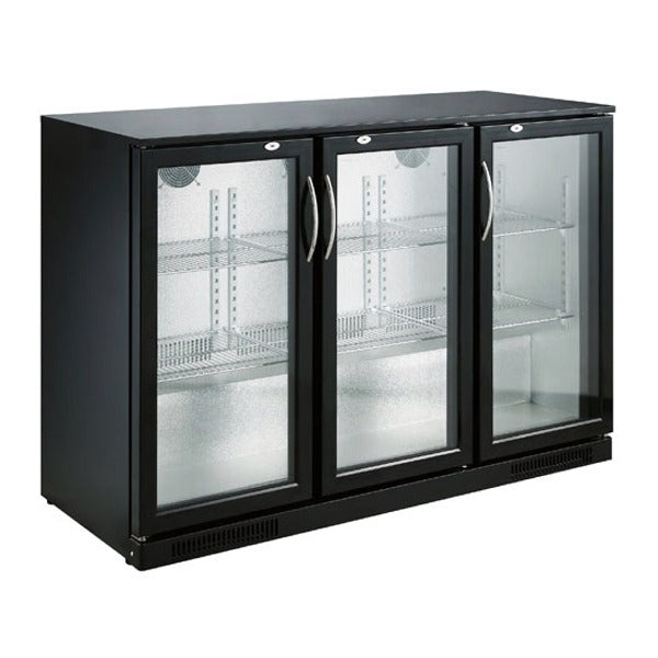 Barkoeler | 3 Glasdeuren | Zwart | 298L | +2°C/+10°C | Geforceerd | 1335x500x900(h)mm