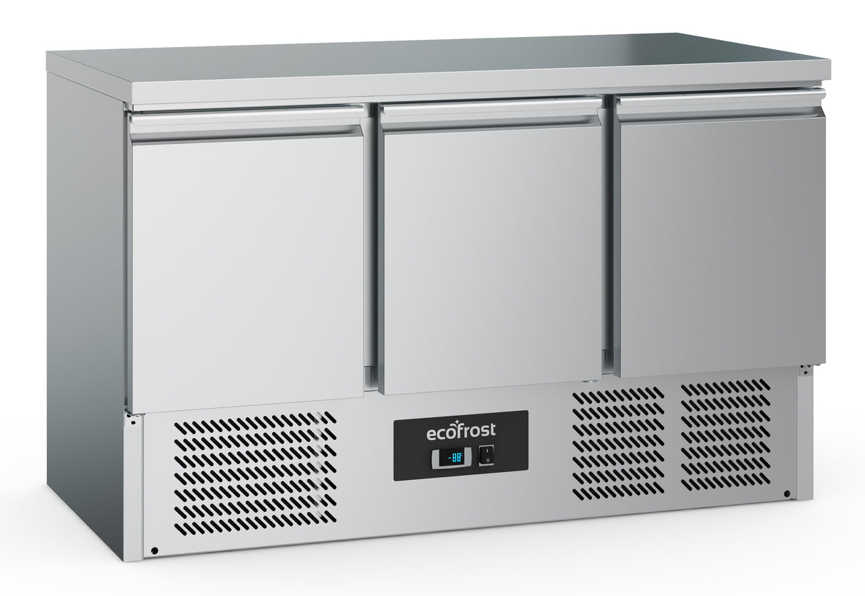 Koelwerkbank | 257L | 3 Deuren | +2°C/+8°C | Statisch met ventilator | 1365x700x876(h)mm