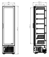 Glasdeur Vrieskast | Energiezuinig | Smal Model | Wit | 221L | -18°C/-24°C | Statisch | 494x521x1915(h)mm