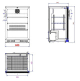 Barkoeler | 1 Glasdeur | Zwart | 138L | 0°C/+10°C | Statisch + Ventilator | 600x520x900(h)mm