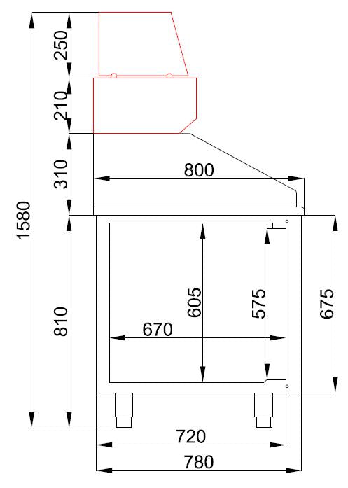Pizzawerkbank | PRO LINE | 615L | 3 Deuren | -2°C/+8°C | Geforceerd | 2100x800x1080(h)mm