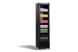 Glasdeur koelkast NAP-250 | 217L | Zwart | +2/+10 ºC | Geforceerd | Wielen | 460x560x1915(h)mm