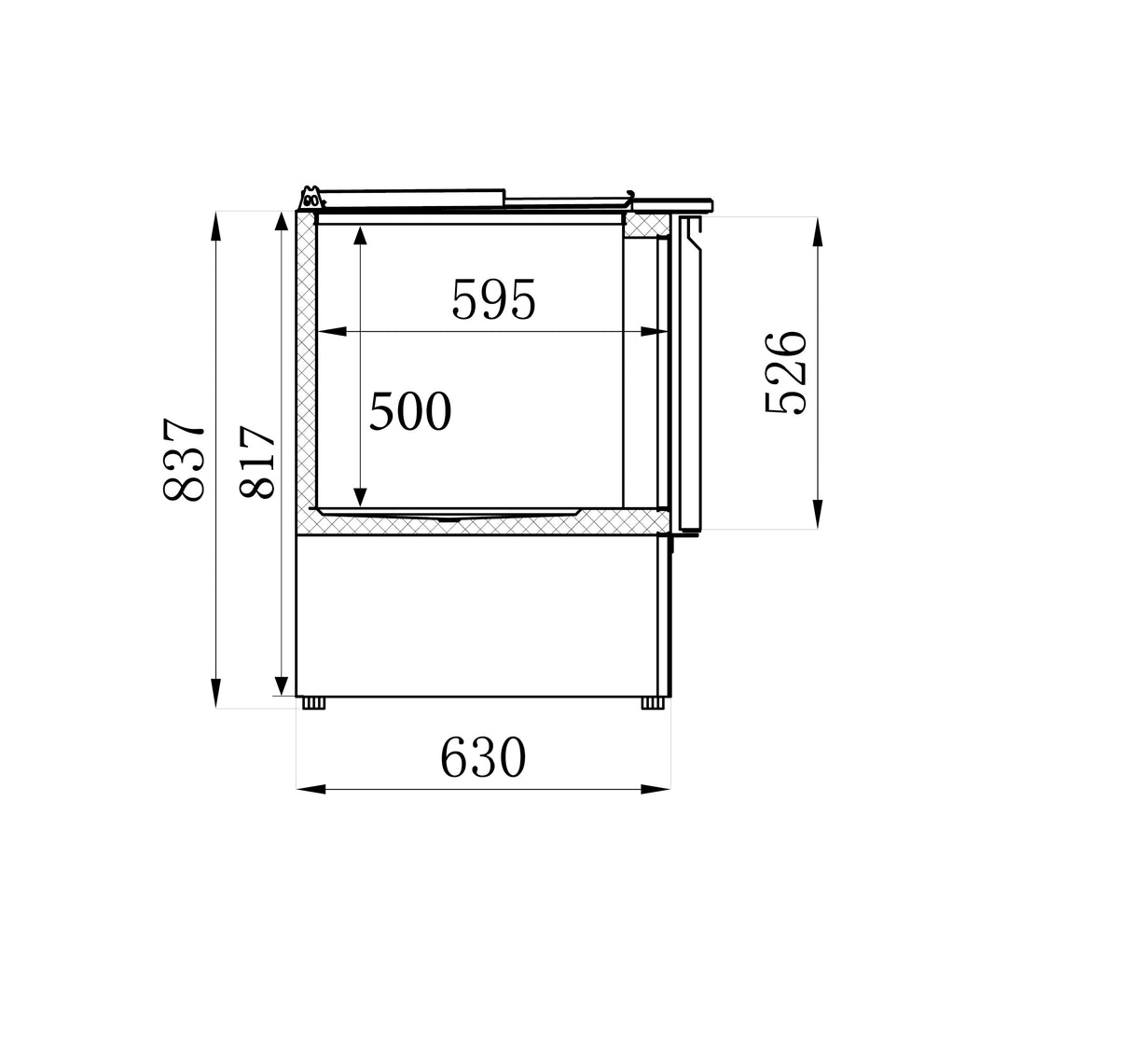 Gekoeld saladette | 4x 1/1 GN | +2°C/+8°C | Statisch met ventilator | 1370x700x870(h)mm