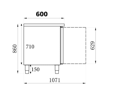 Koelwerkbank | 228L | 2 Deuren | +2°C/+8°C | Geforceerd | 1360x600x850(h)mm