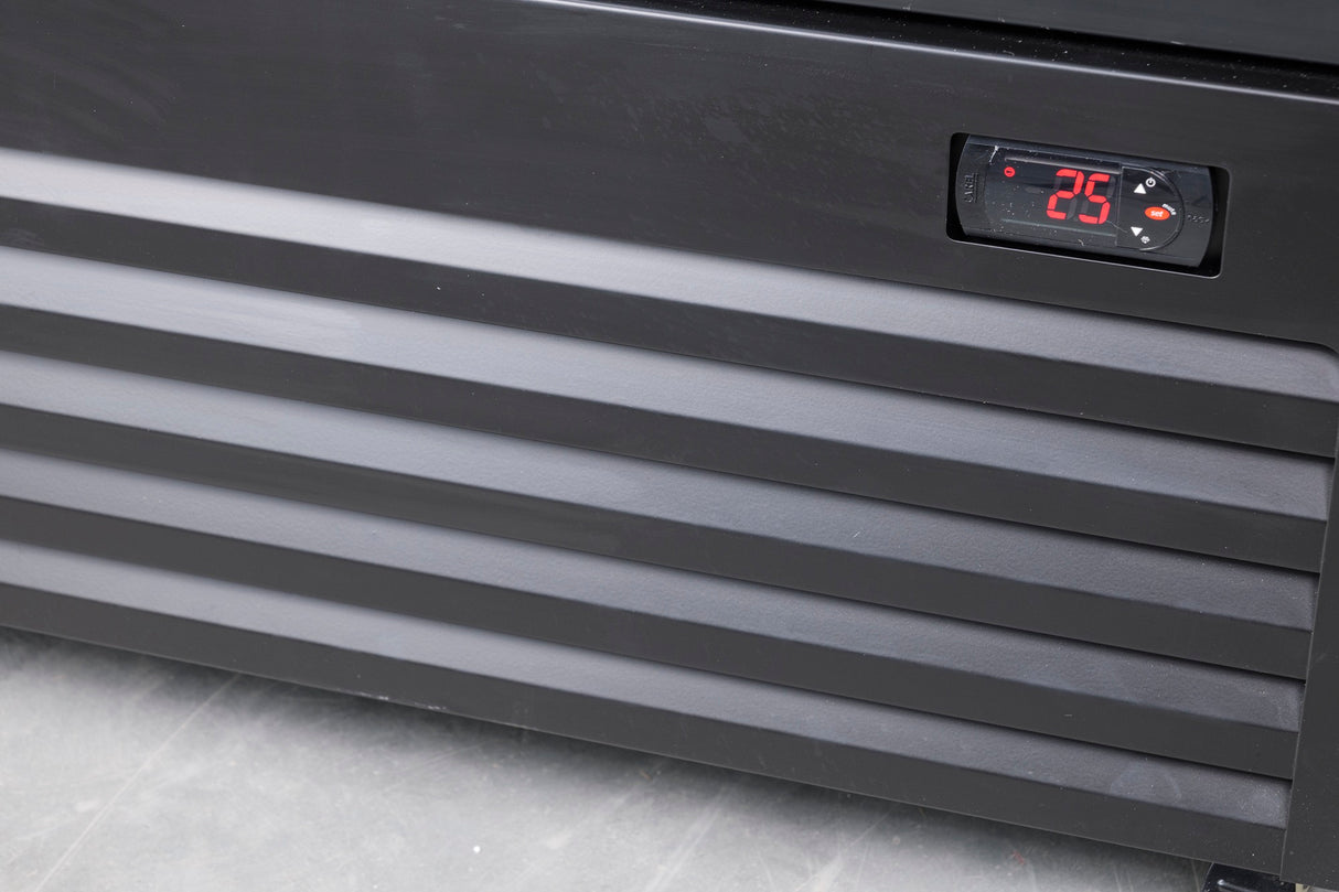 Glasdeur Koelkast Zwart | 780L | Schuifdeuren | +2°C/+10°C | Geforceerd | 1120x595x2100(h)mm