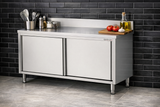 RVS Horeca Werkbank met Schuifdeuren | Opstaande rand