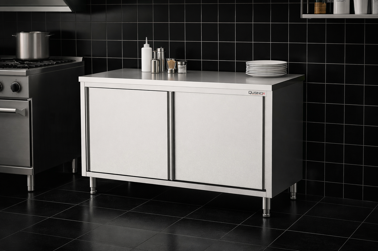 RVS Horeca Werkbank met Schuifdeuren
