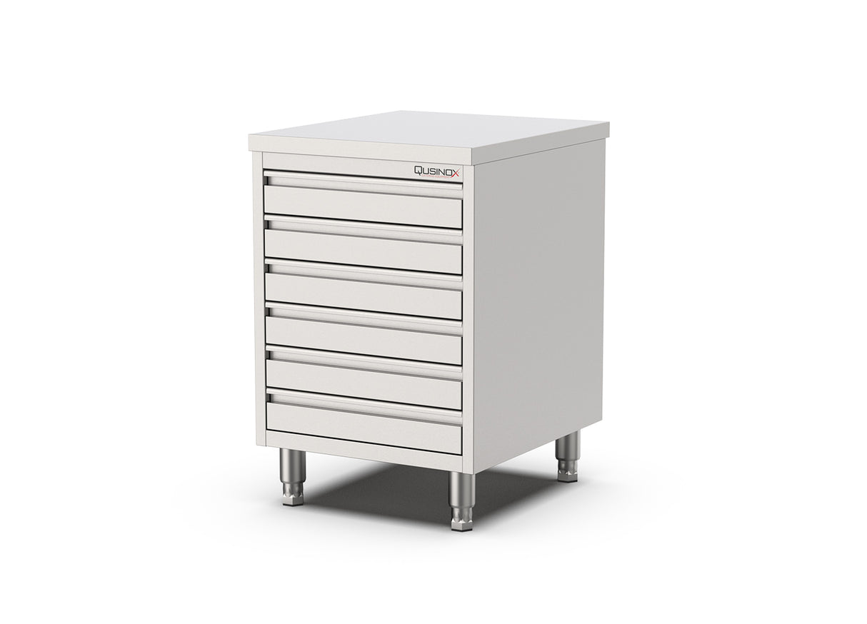 RVS Horeca Werkbank met 6 laden | 600x700x900mm