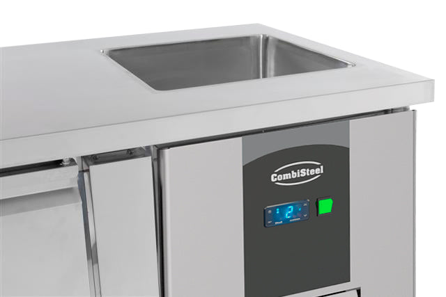 Koelwerkbank | STANDARD LINE | 400L | 3 Deuren (1/1 GN) | -2°C/+8°C | Geforceerd | Spoelbak | 2020x700x860(h)mm