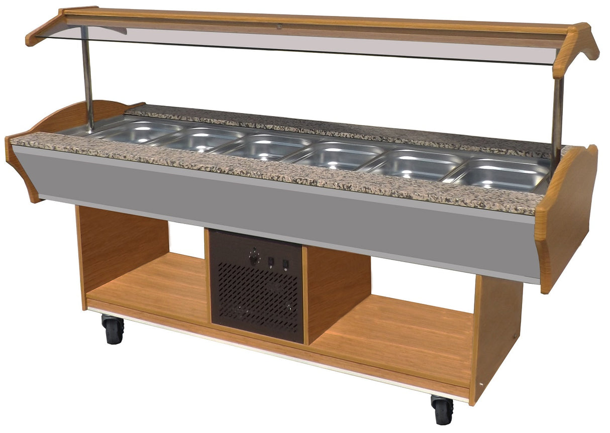 Gekoeld Buffet GN 6x 1/1 met led verlichting | Statich | 230V | 2200x900x850/1350(h)mm