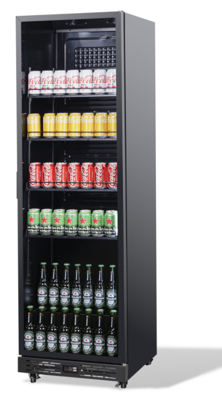 Glasdeur koelkast NAP-360 | 375L | Zwart | +2/+10 ºC | Geforceerd | Wielen | 4595x620x1950(h)mm