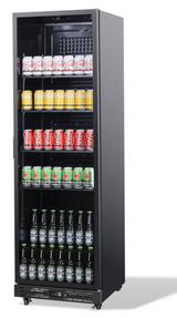 Glasdeur koelkast NAP-360 | 375L | Zwart | +2/+10 ºC | Geforceerd | Wielen | 4595x620x1950(h)mm