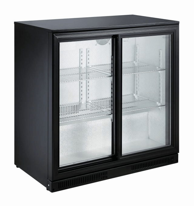 Barkoeler | 2 Schuifdeuren | Zwart | 198L | 0°C/+10°C | Geforceerd | 900x500x900(h)mm