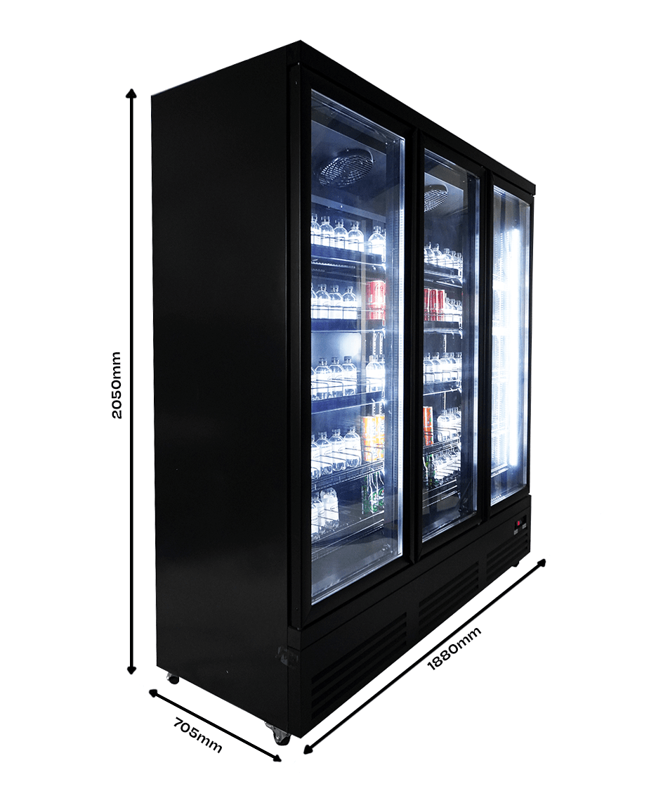 Glasdeur Koelkast | 1600L | Zwart | 0°C/+10°C | Geforceerd | Draaideuren | 1880x705x2050(h)mm