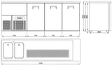 Vatenkoeler | PRO LINE | 3 Deuren | -2°C/+8°C | Geforceerd | 2 Spoelbakken (Links) | 2500x700x950(h)mm