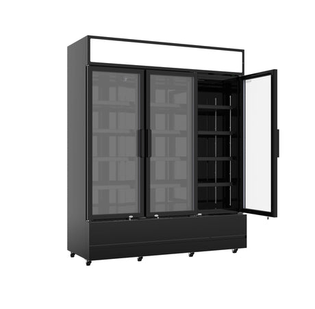 Glasdeur Koelkast Zwart | 1065L | 3 Glasdeuren | +1°C/+10°C | Geforceerd | 1600x610x1973(h)mm