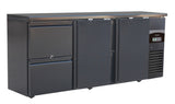 Barkoelkast 537L | Zwart | 0°C/+10°C | Geforceerd | 2 deuren met 2 Laden | 2002x513x860(h)mm
