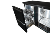 Barkoelkast 537L | Zwart | 0°C/+10°C | Geforceerd | 2 deuren met 2 Laden | 2002x513x860(h)mm