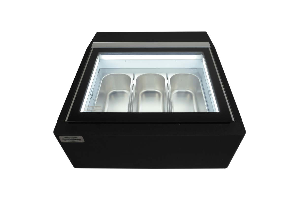 Schepijsvitrine | Zwart | 3x 5L | -16°C/-18°C | Statisch | 670x750x375(h)mm