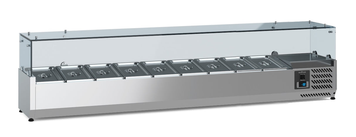 Gekoelde Opzetvitrine | 9 x 1/3 GN | 2000x395x435(h)mm