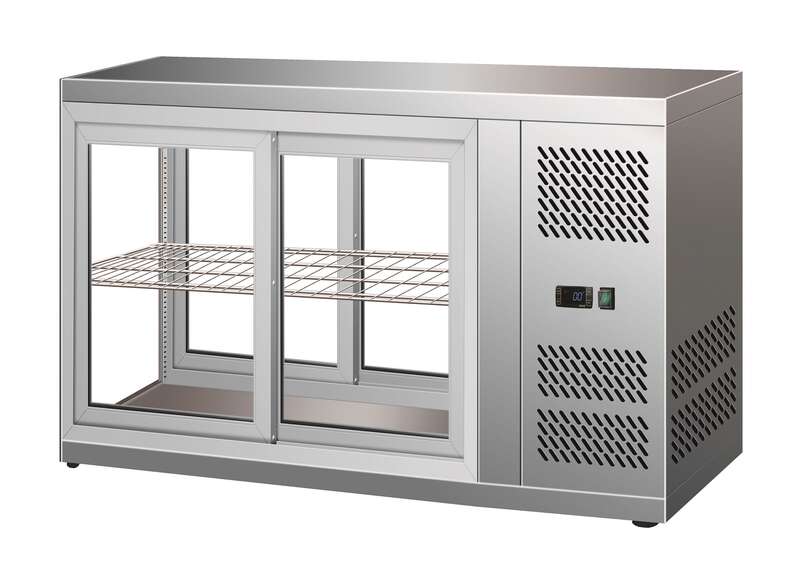 Gebaksvitrine | 150L | RVS | +3°C/+8°C | 2 Schappen | 1110x510x550(h)mm