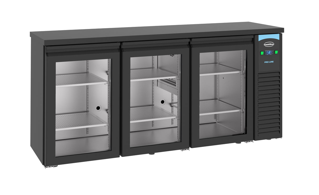 Barkoeler Pro-Line 500L | Zwart | 3 Glasdeuren | -2°C/+8°C | Geforceerd | 1940x550x950(h)mm
