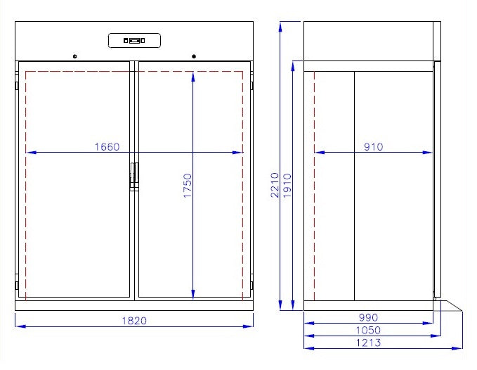 Inrijkoelkast PRO LINE | 1400L (2/1 GN) | RVS | -2°C/+8°C | Geforceerd | 1820x1210x2210(h)mm