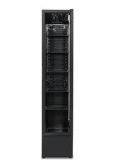 Glasdeur koelkast NAP-150 | 150L | Zwart | +2/+10 ºC | Geforceerd | Wielen | 390x470x1880(h)mm