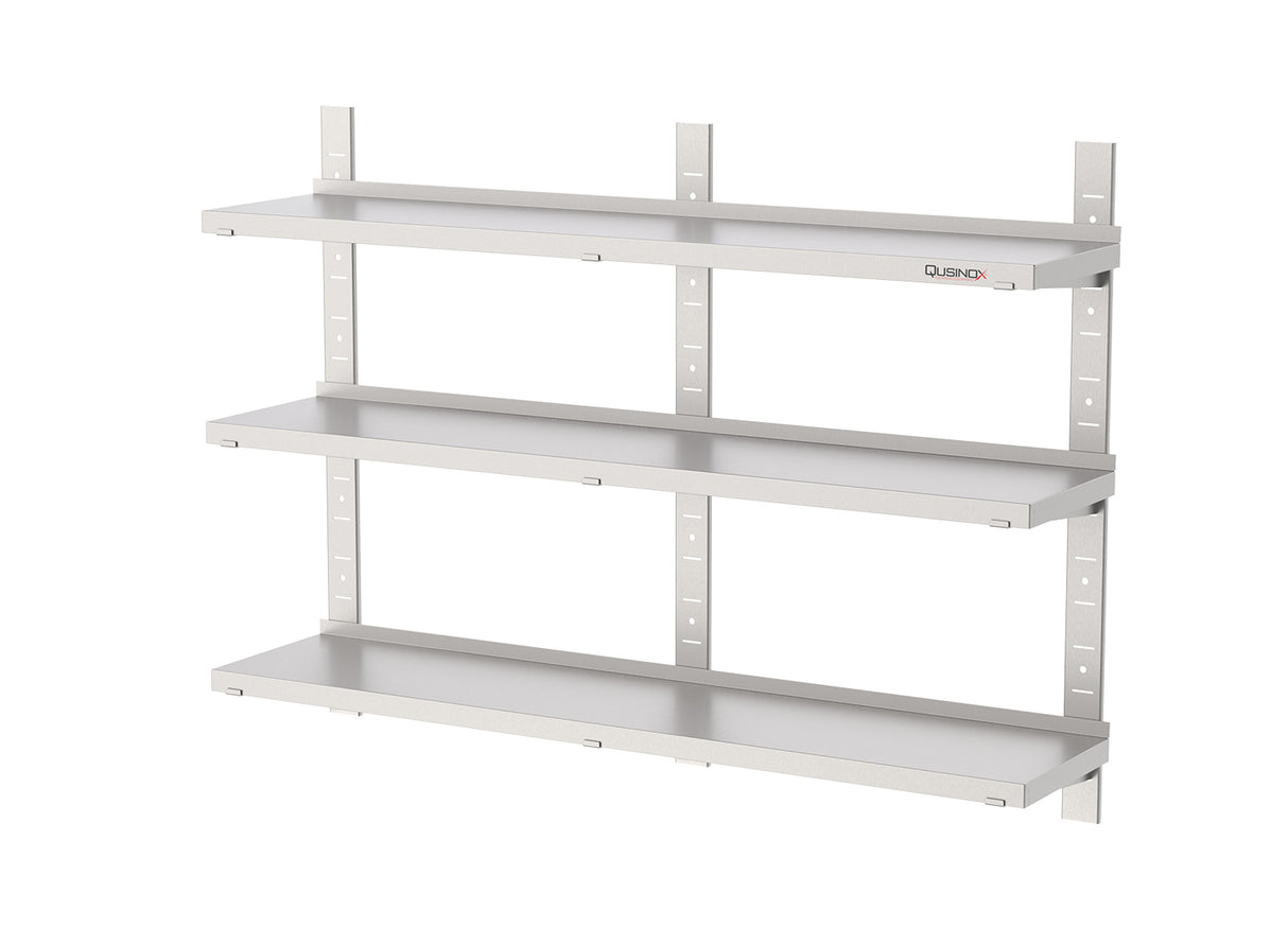 RVS Wandplank | Triple schap | Compleet set | 600x300x1000mm