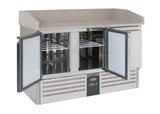Pizzawerkbank | 350L | 3 Deuren | +2°C/+8°C | Statisch met Ventilator | 1400x700x1020(h)mm