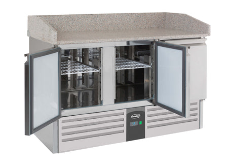 Pizzawerkbank | 350L | 3 Deuren | +2°C/+8°C | Statisch met Ventilator | 1400x700x1020(h)mm