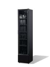 Glasdeur koelkast NAP-150 | 150L | Zwart | +2/+10 ºC | Geforceerd | Wielen | 390x470x1880(h)mm