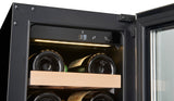 Wijnkoelkast 50L Glasdeur | 20 flessen | Zwart | +5°C/+20°C | Geforceerd | 295x570x820(h)mm