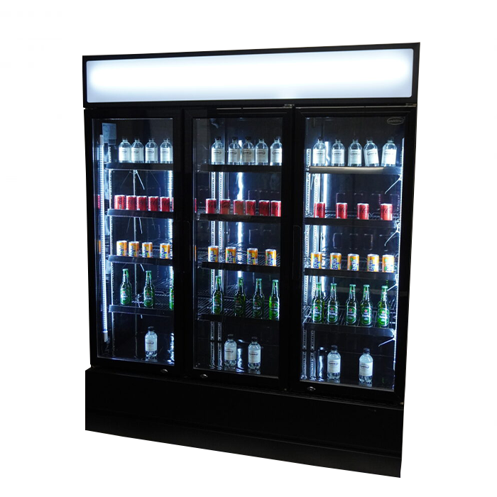 Glasdeur Koelkast Zwart | 1065L | 3 Glasdeuren | +1°C/+10°C | Geforceerd | 1600x610x1973(h)mm