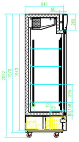 Glasdeur Koelkast Zwart | 1079L | 2 Deuren | +2°C/+8°C | Geforceerd | 1370x700x1990(h)mm