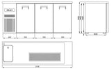 Vatenkoeler | PRO LINE | 3 Deuren | -2°C/+8°C | Geforceerd | Spoelbak (Links) | 2100x700x950(h)mm