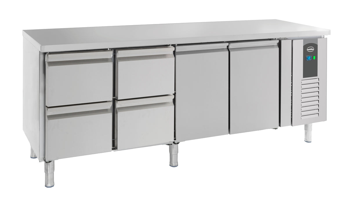 Koelwerkbank | 553L | 2 deuren 4 laden | +2°C/+8°C | Geforceerd | 2230x700x850(h)mm