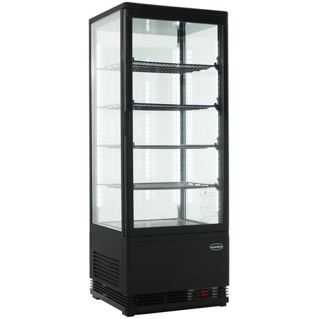 Koelvitrine | 98L | Zwart | 0°C/+12°C | 5 Niveaus | 428x386x1110(h)mm