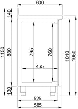 Koelwerkbank Hoog Model | Opstaande Rand | 550L | 2 Deuren + Afkloplade | -2°C/+8°C | Geforceerd | 1580x600x1050(h)mm